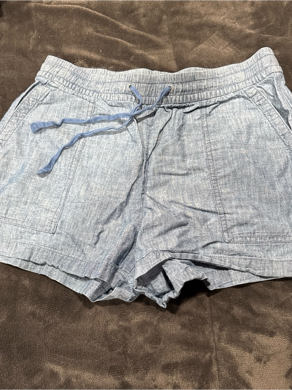 GAP Light Blue Elastic-Waist Linen-Feel Shorts